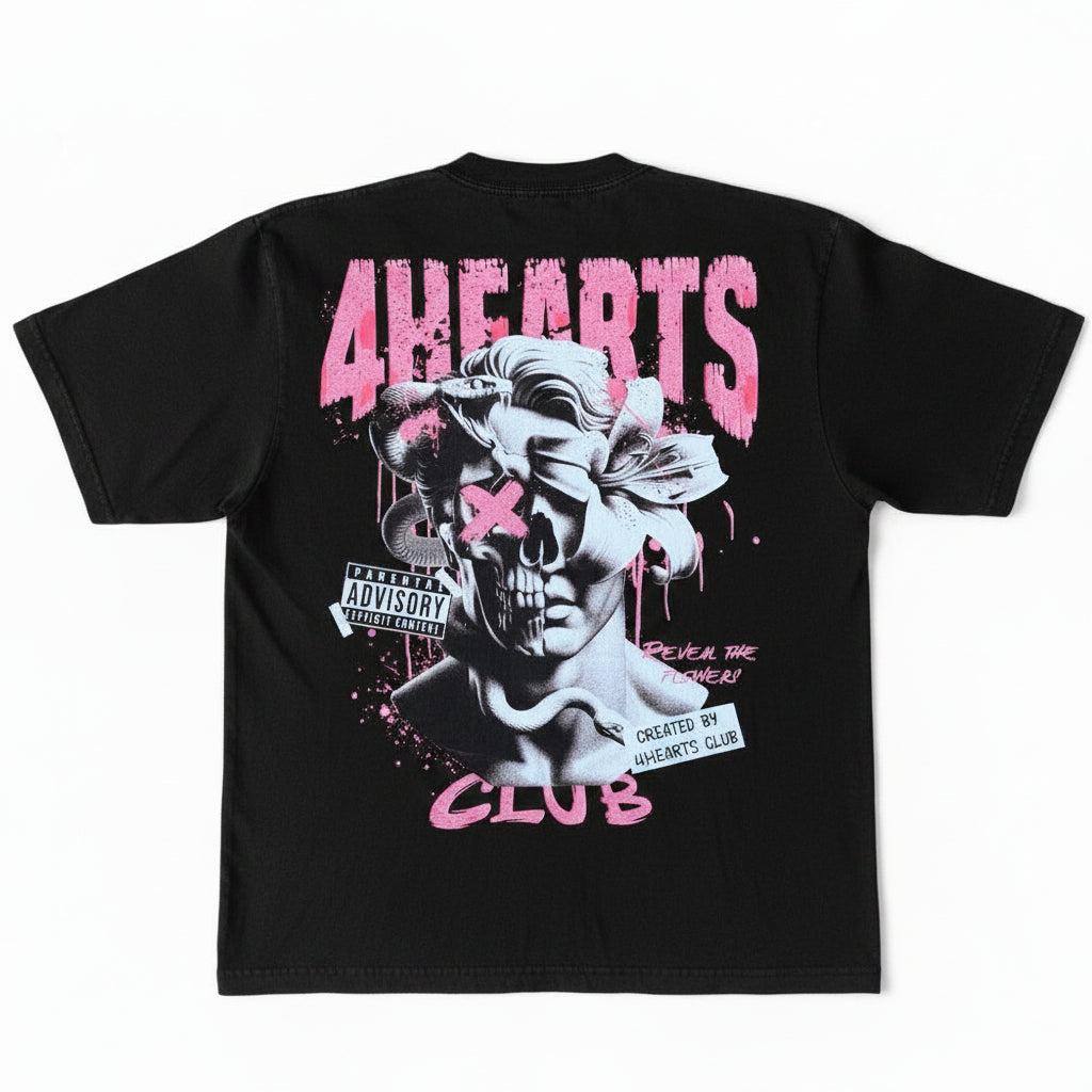 SKULL FLOWER AND SNAKE OVERSIZED FIT T SHIRT