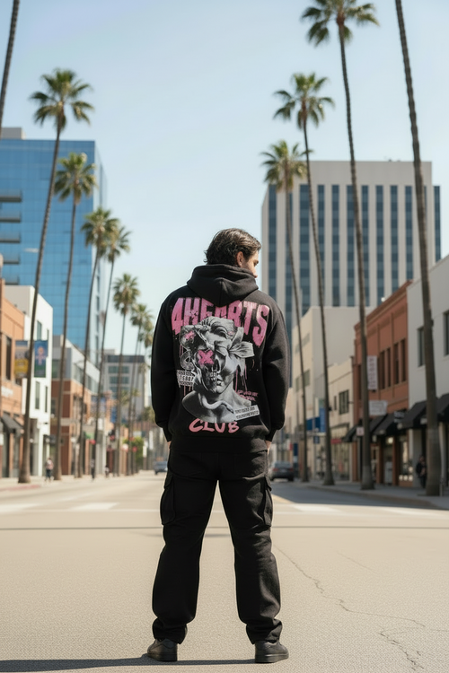 Heavyweight Hoodie Skull and Flower